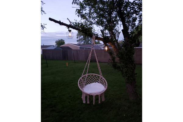 Belavi Boho Hanging Chair in the Backyard